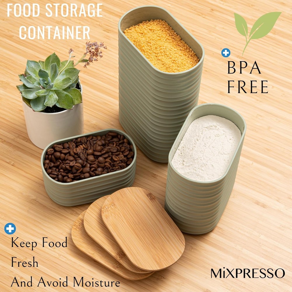 Canisters Sets Kitchen 3-PCS Airtight Plastic Sugar Olive Green
