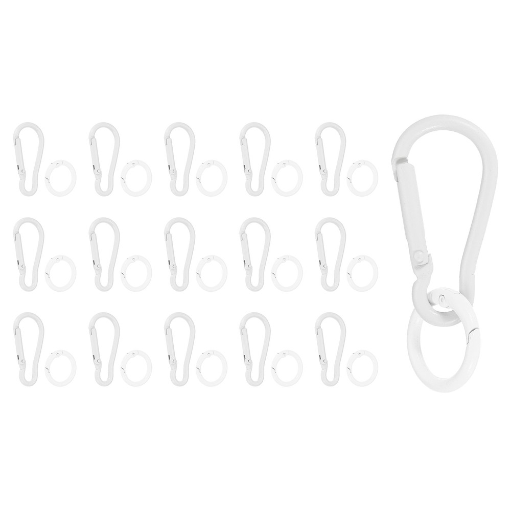 16Pcs Spring Snap Clip, Keychain Clips Buckle with O Ring, White