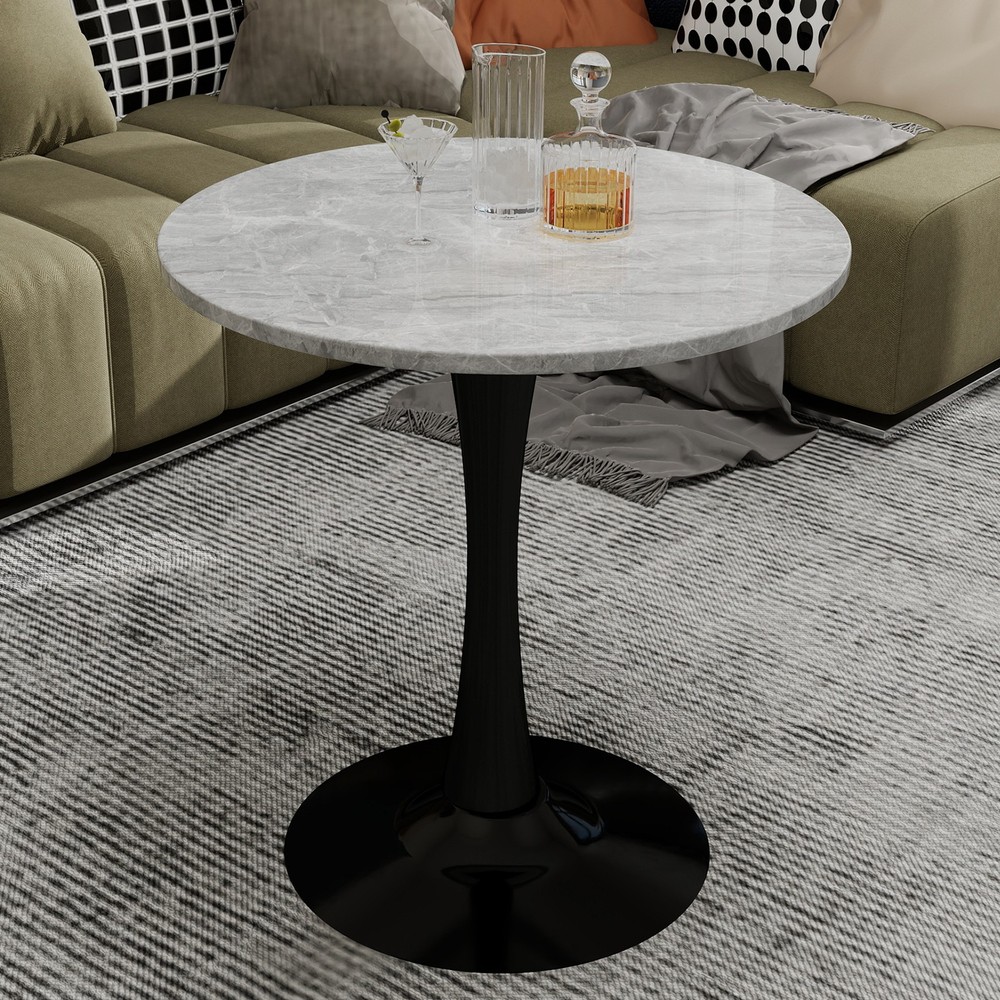 27.6-inch black coffee table, mid-century modern style dining table, accommoda