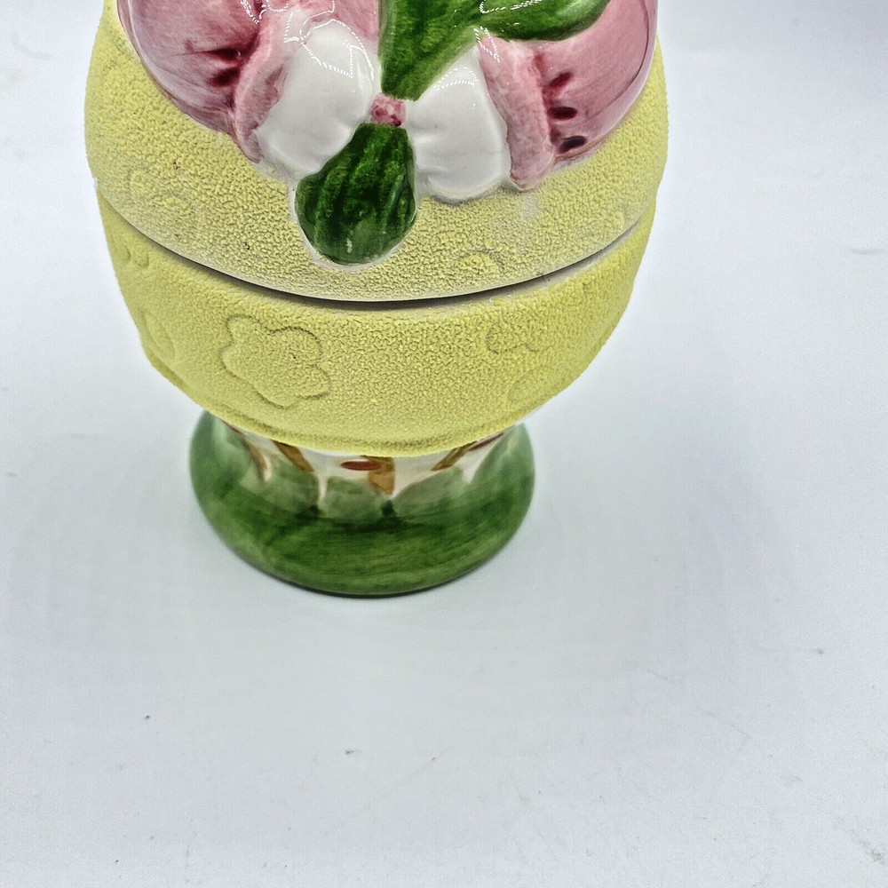 Easter Bunny Rabbit Ceramic Candy Jar W/ Felt Bottom NWOB