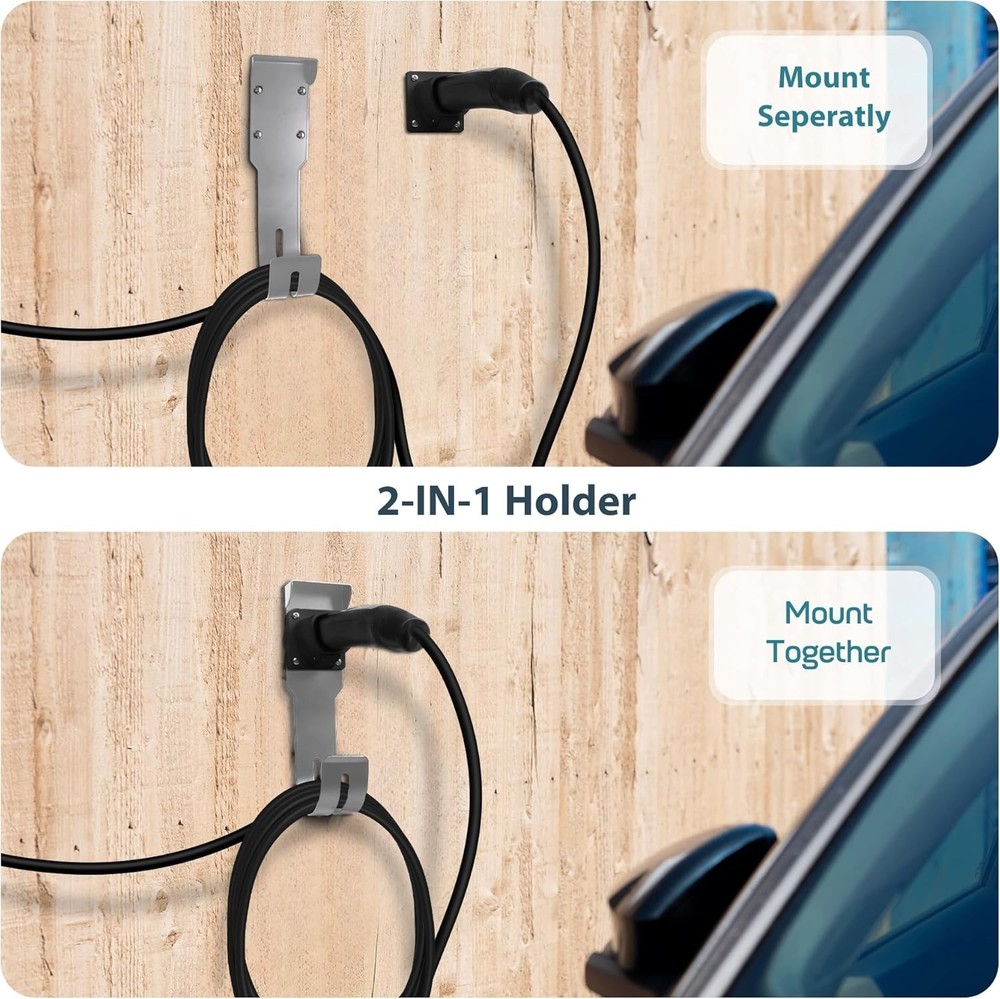 Tesla Charger Holder Wall Mount Cable Organizer UMC Bracket Silver