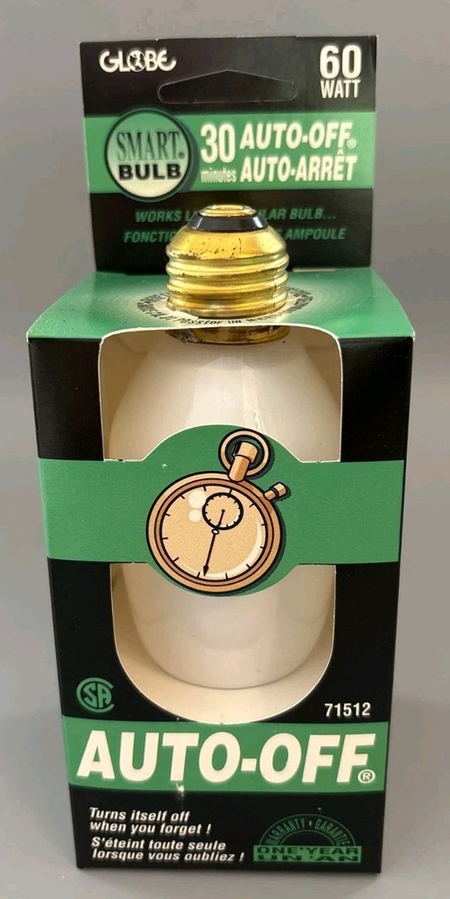 Globe Smart Bulb 30 Min Auto-Off 60W Soft Start Timer Light Bulb 71512 New Box