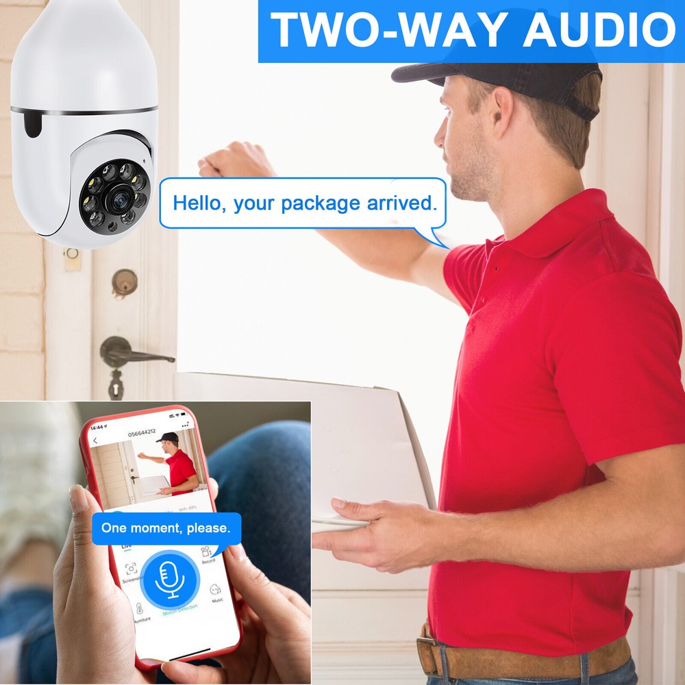 💖360° Wireless WiFi IP Camera E27 Light Bulb 1080P HD Panoramic Security Camera