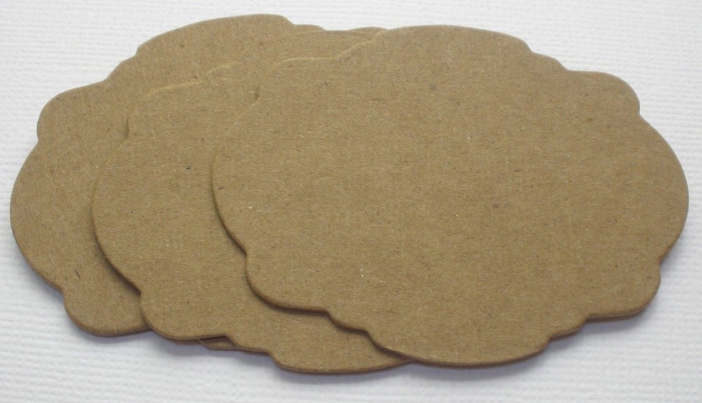 {4}  MINI LABELS (Style 2)  -  Bare Chipboard Die Cuts - Embellishments