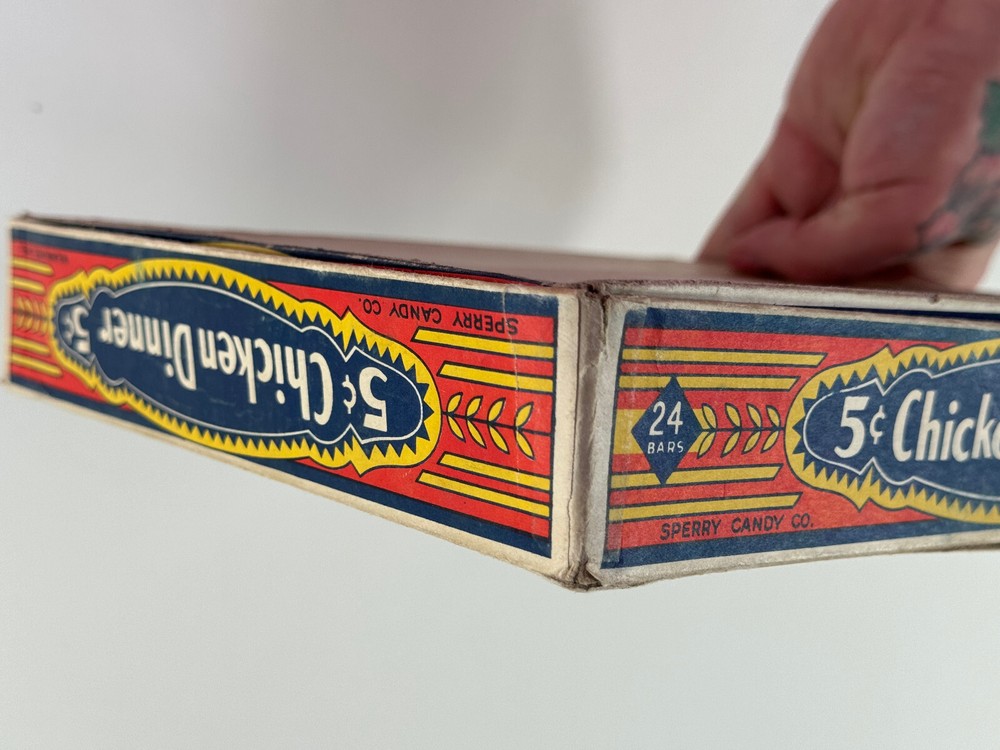 RARE 1920's Original Chicken Dinner Candy Bar 5 cent BOX nice see pics