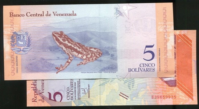 VENEZUELA ， P102 ， 5-BOL ， 2018 ，UNC