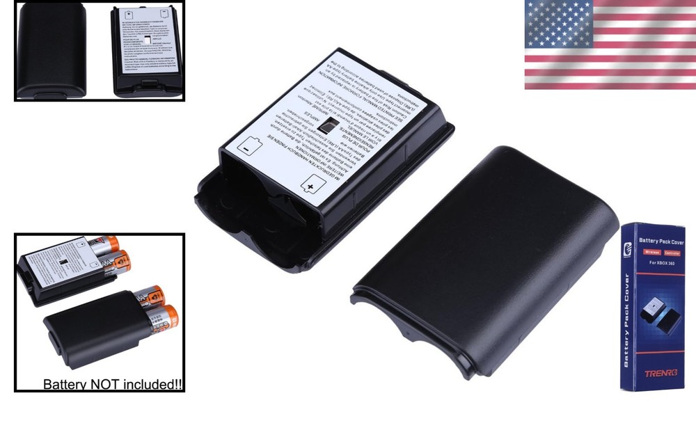 Compact 2X Black Battery Pack Covers for Xbox 360 Wireless Gaming Controllers