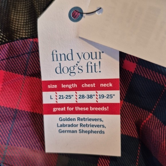 Talbots plaid raincoat size large lab or shepard NWT
