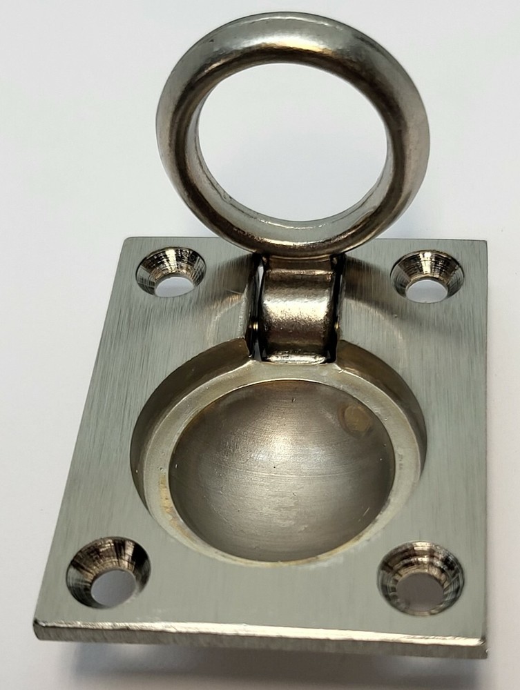 Solid Brass Flush Ring Pull modern hidden knob handle nickel mid century modern