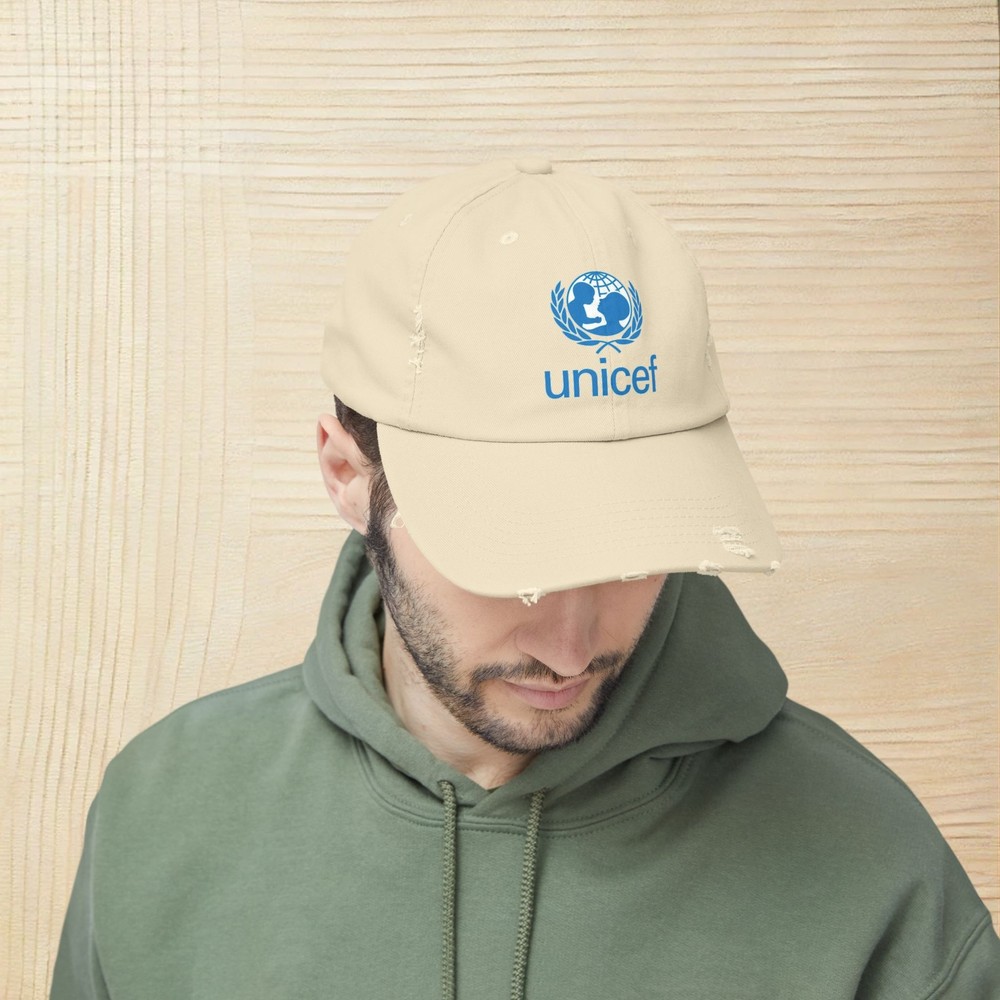 Unicef Logo Unisex Distressed Cap