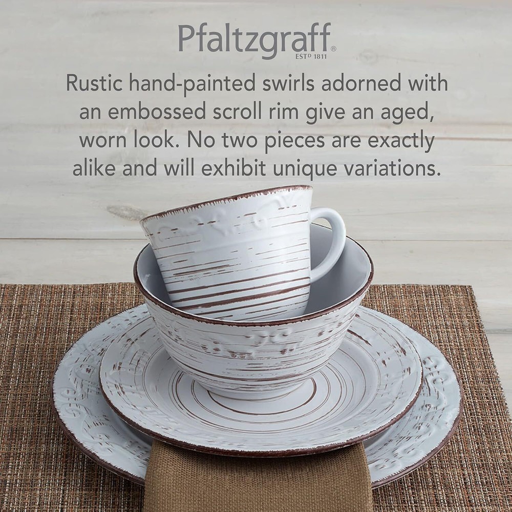 16-Piece Stoneware Microwave & Dishwasher Safe Dinnerware Set Service for 4 US