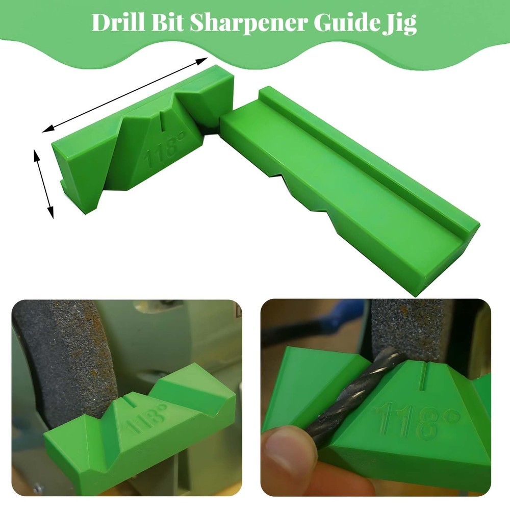 3 Sets Drill Bit Sharpener Guide Jig, 3D Printed Tool for Bench Medium, Green