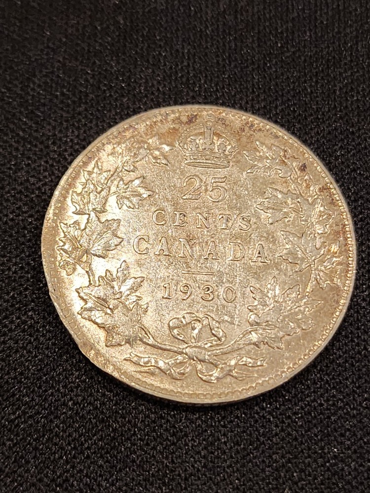1930 Canada 25 Cents Silver Coin