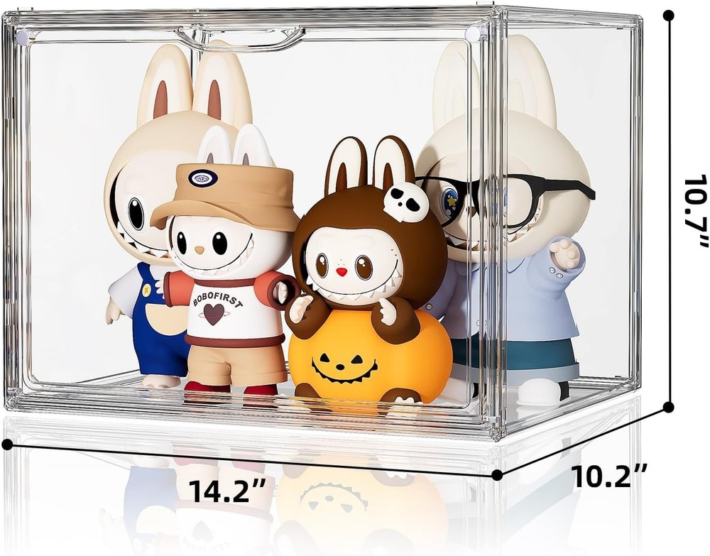 Clear Acrylic Display Case, Extra Large Stackable Storage Bins Magnetic Attra...