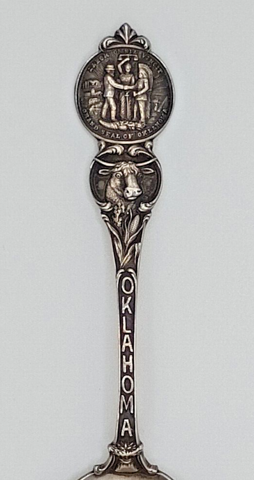 STERLING SILVER SOUVENIR SPOON OKLAHOMA 46TH STATE
