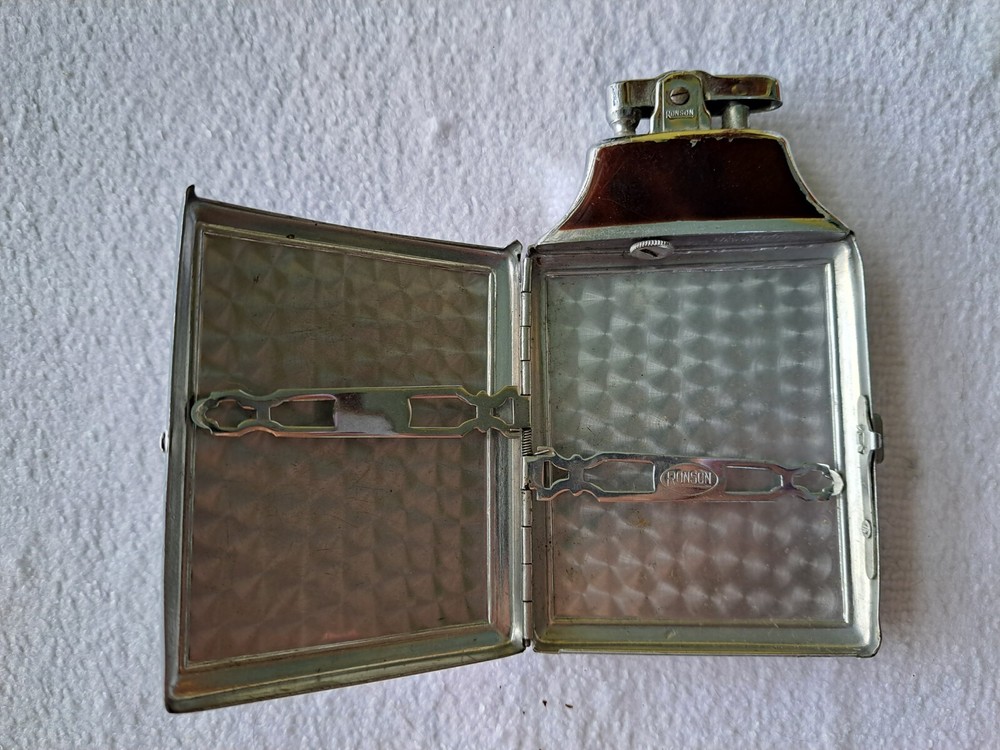 Vintage Art Deco Ronson Master Case Lighter Cigarette Case Combo