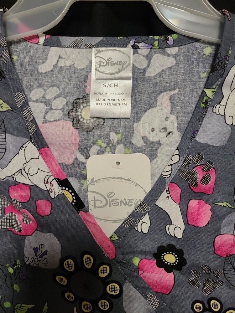 Disney 101 Dalmatians Mock Wrap Scrub Top Small
