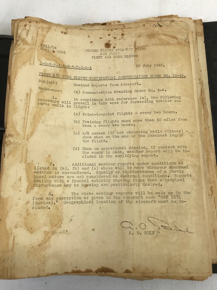 WWII Atlantic Fleet Bombing Squadron 131 Standard Operating Procedures Binder