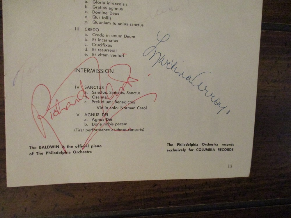 EUGENE ORMANDY/CESARE SIEPI/RICHARD LEWIS/MARTINA ARROYO Signed 1966 Program