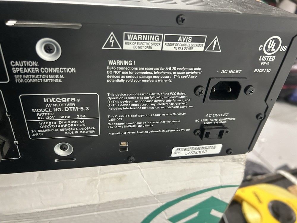 Integra AV Receiver Model DTM-5.3