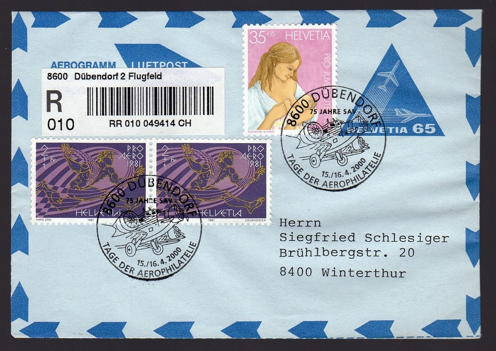 SWITZERLAND 2000 Commemorative Flight Cover AEROGRAMME