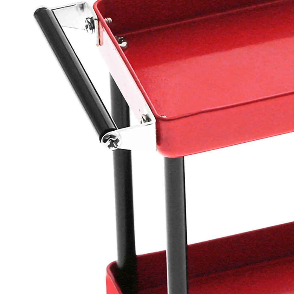 (Red)Service Tool Cart | 2-Tier Tools Storage Trolley | Mobile Workshop