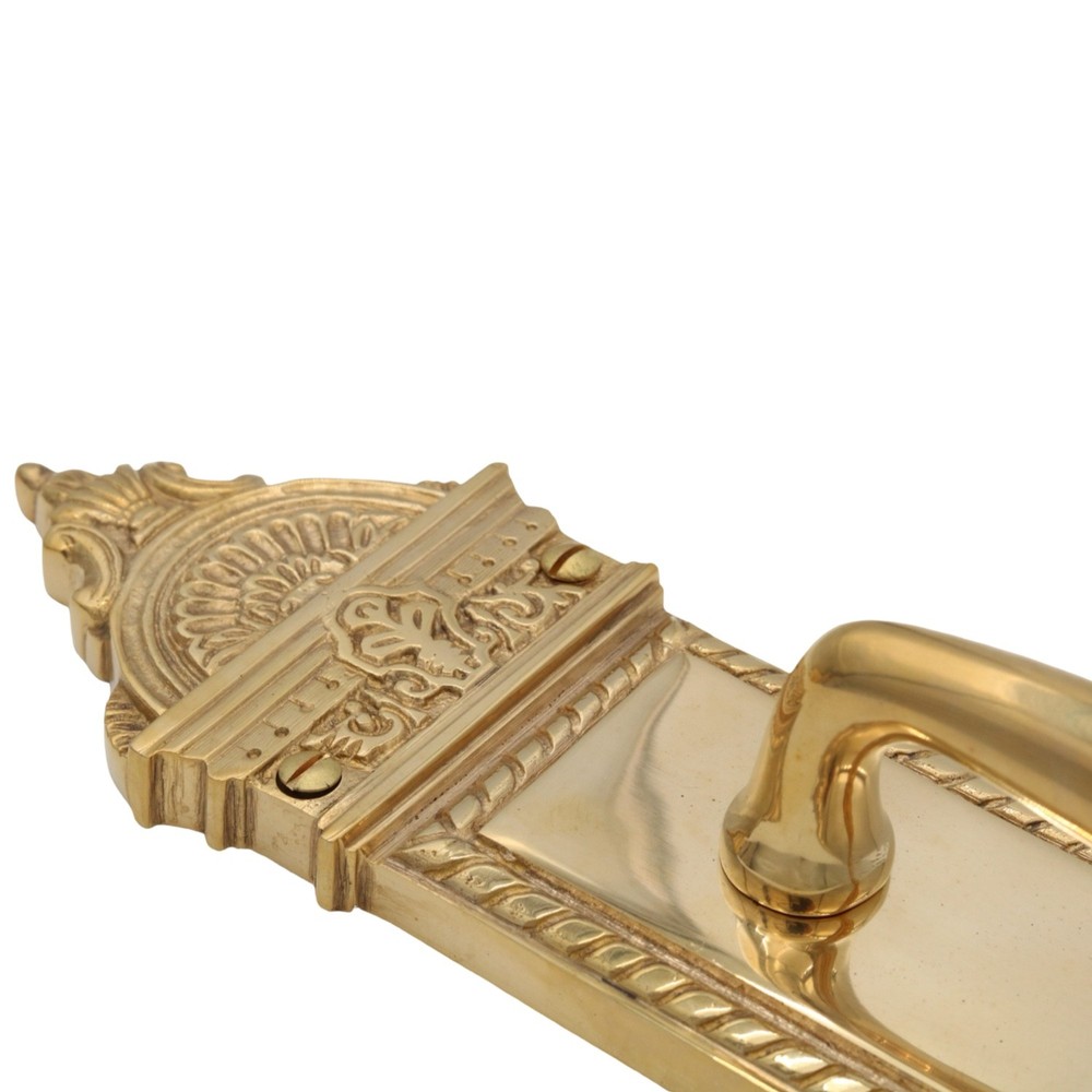 Solid Brass Push and Pull Door Handle Set - The Fan - Polished Brass