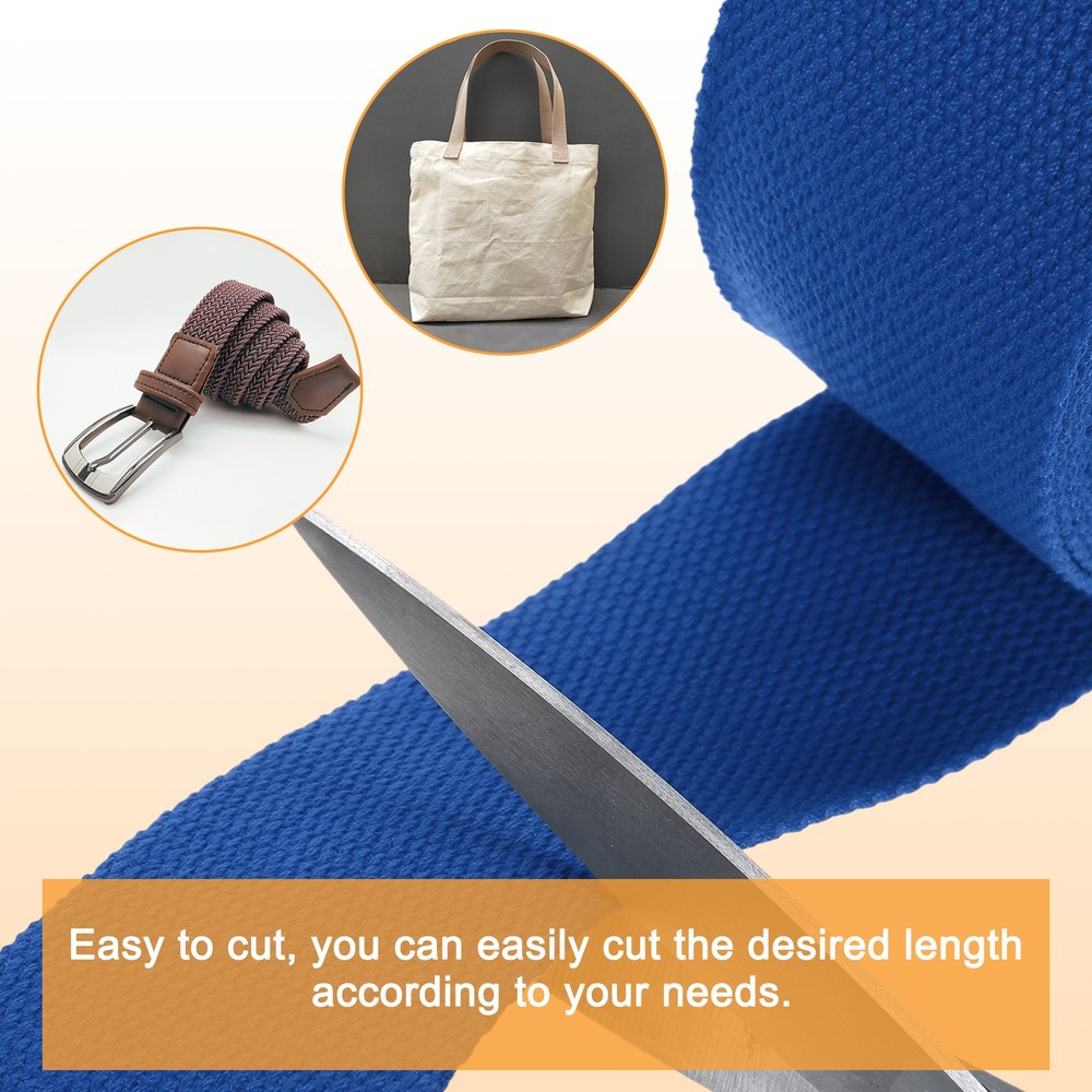 Cotton Webbing 2 Inch 11 Yard Polyester Cotton Webbing Strap, Blue