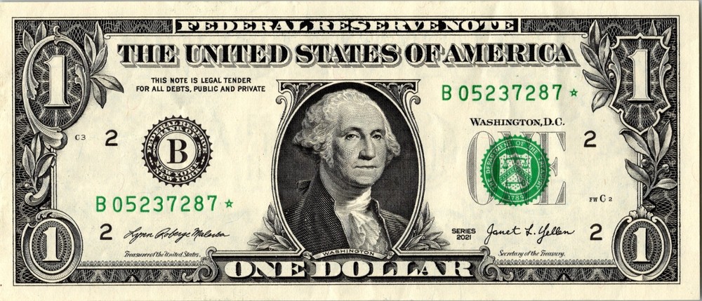2021 B Star note Fancy Serial Number Regular Run