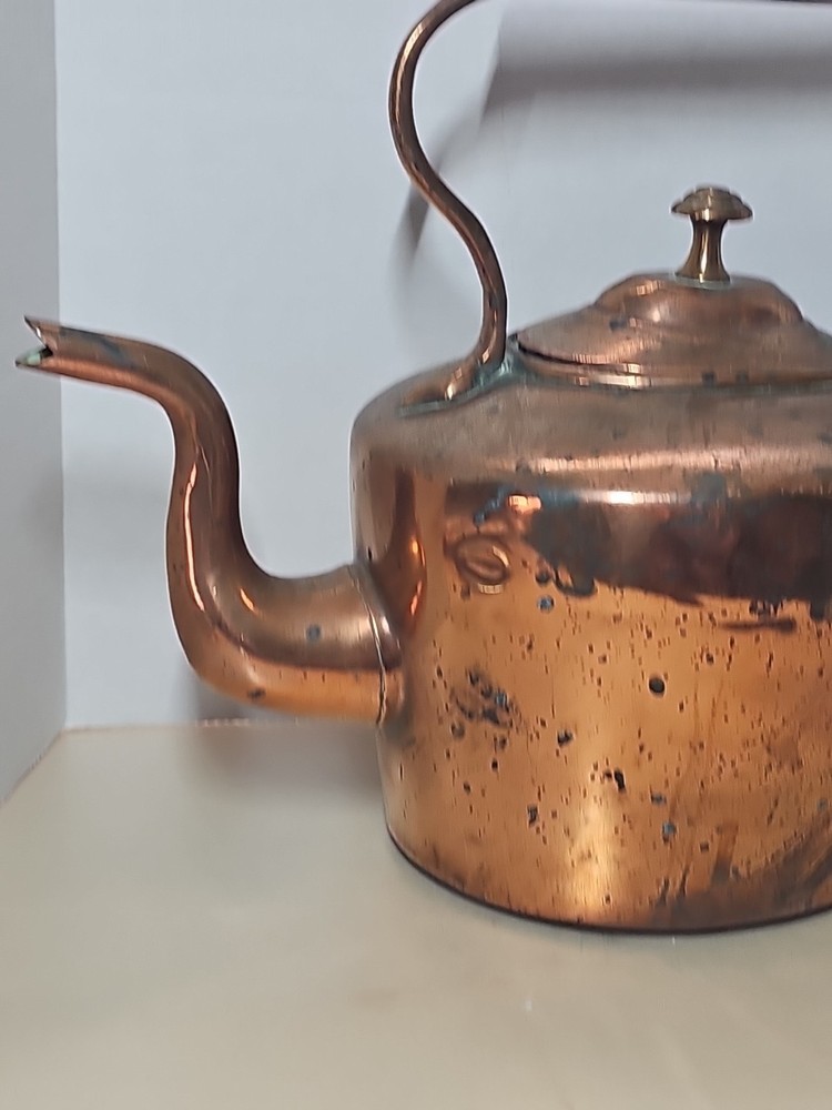 Antique Decorative Fireplace Victorian Copper Kettle Rustic Country Kitchen