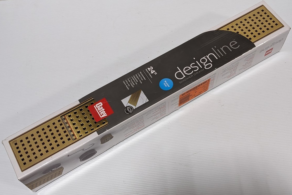 Oatey Designline 24" Stainless Square Pattern Brushed Gold Linear Shower Drain