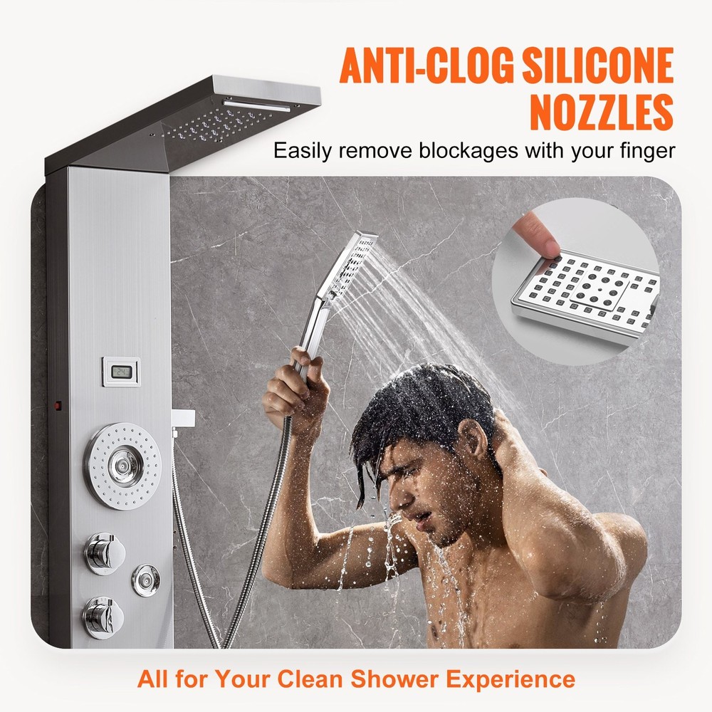 Shower Panel System 6 Shower Modes LED & Display Shower Panel Tower Rainfa