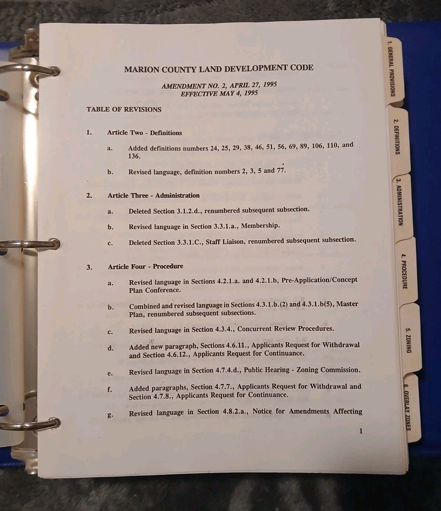 Marion County Florida Land Development Code Binders 1992-1995