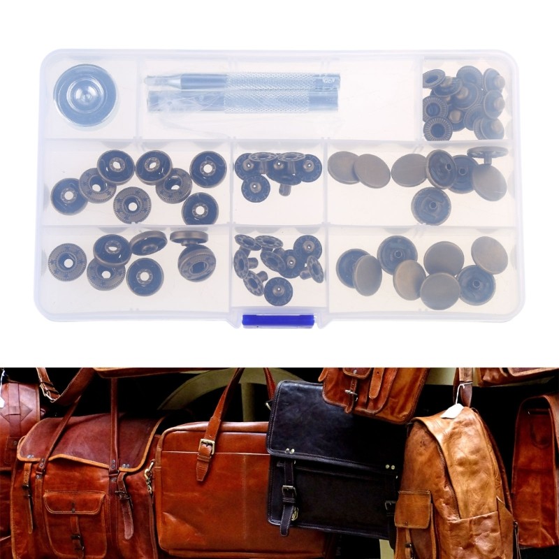 15 Sets Snap Fasteners Kits, 15mm Metal Snap Button Press Studs with Fixing Tool