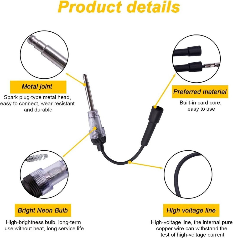 Inline Spark Plug Tester, Straight Boot Engine Ignition Tester Light Easy to Use
