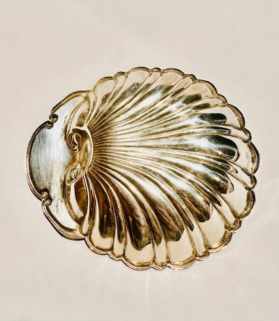 Vintage Solid Sterling Silver 925 Ornate Shell Dish 34g Table Ware