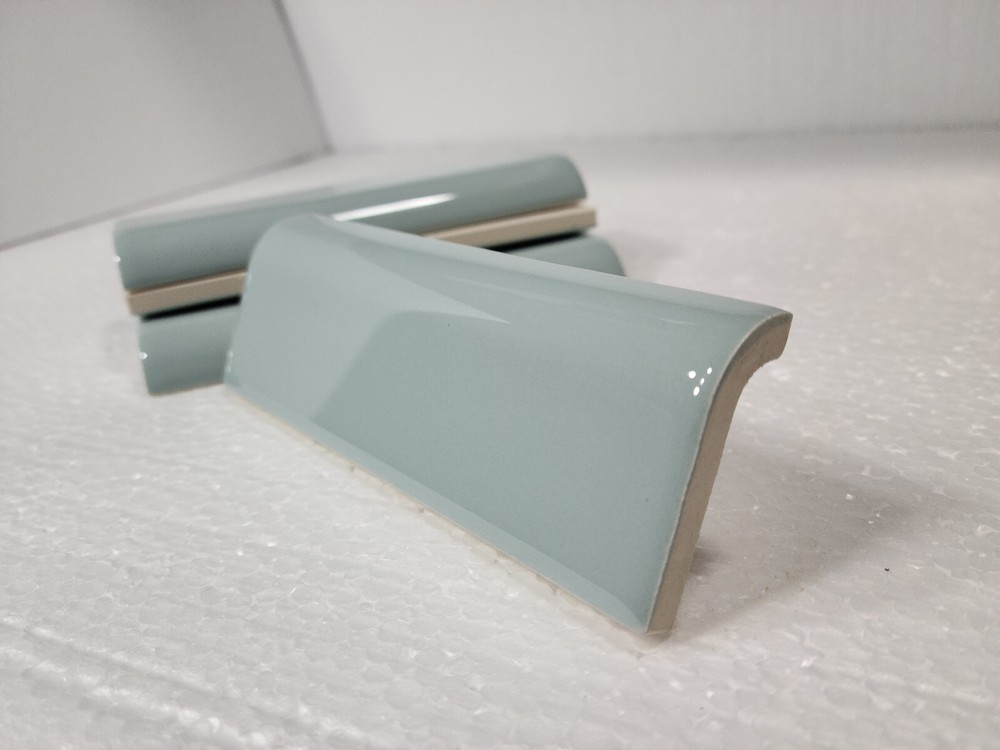 Seafoam Green Ceramic Tile Mud Cap Backsplash Subway Mudcap Mid Century Modern