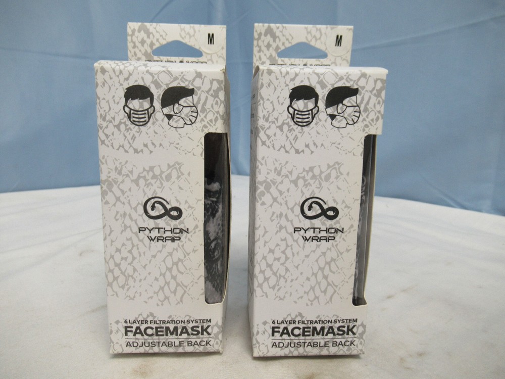 2pk Python Wrap Facemask Medium Adjustable Back 6 Layer Filtration 714195210631