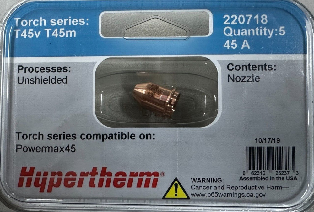 HYPERTHERM 220718 45A NOZZLE 5 PACK