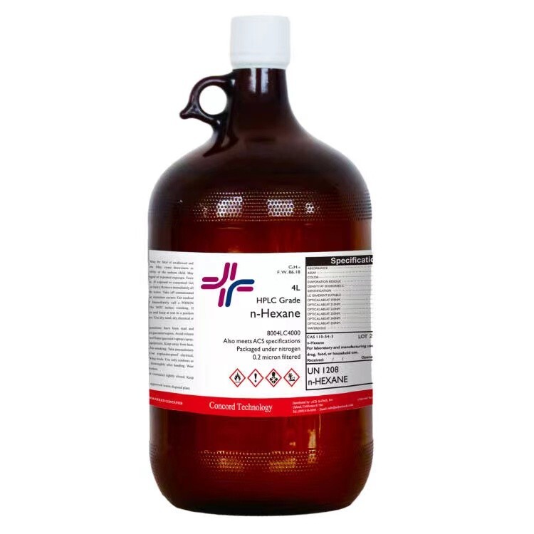 n-Hexane, 97%, HPLC, ACS, 4-Liter