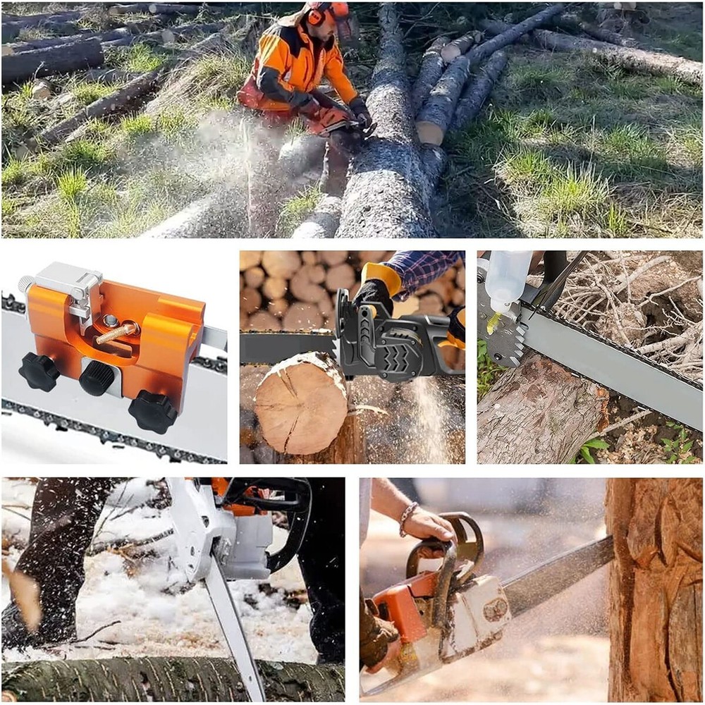 Chainsaw Chain Sharpening Jig Portable Hand Crank Sharpener Tool Set NEW