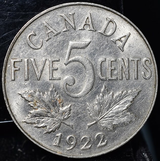 1922 Canada 5 Cent KM#29 CAT $30 - AU