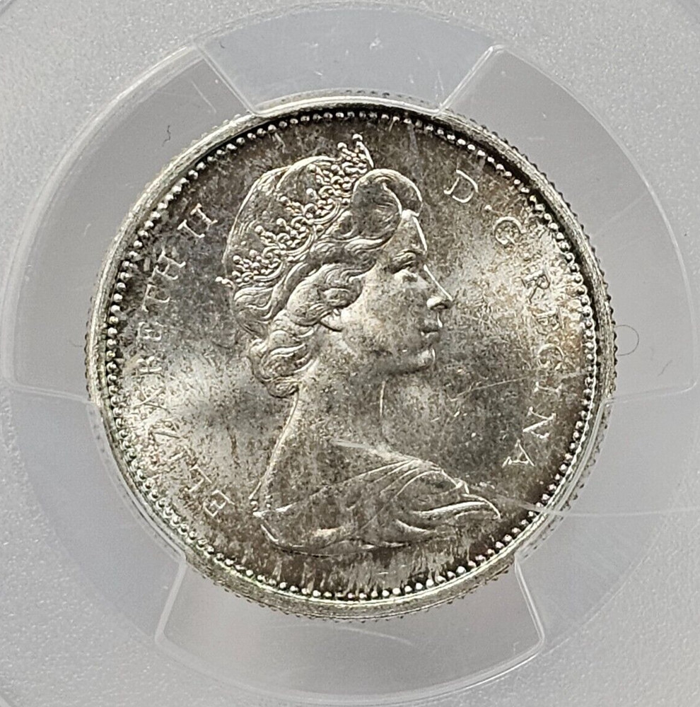 1966- Canada Queen Elizabeth 11 Silver 25cent PCGS Graded MS65