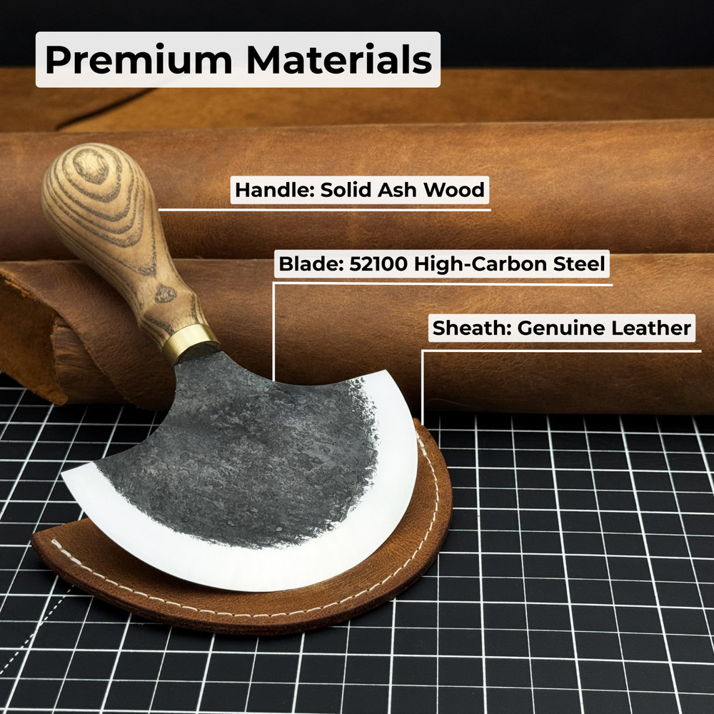 Leather Half Moon Knife. Razor Sharp Blade. Head Knife. Leatherworking Tool.