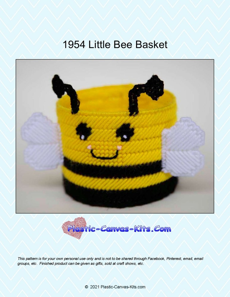 Little Bee Basket-Plastic Canvas Pattern or Kit