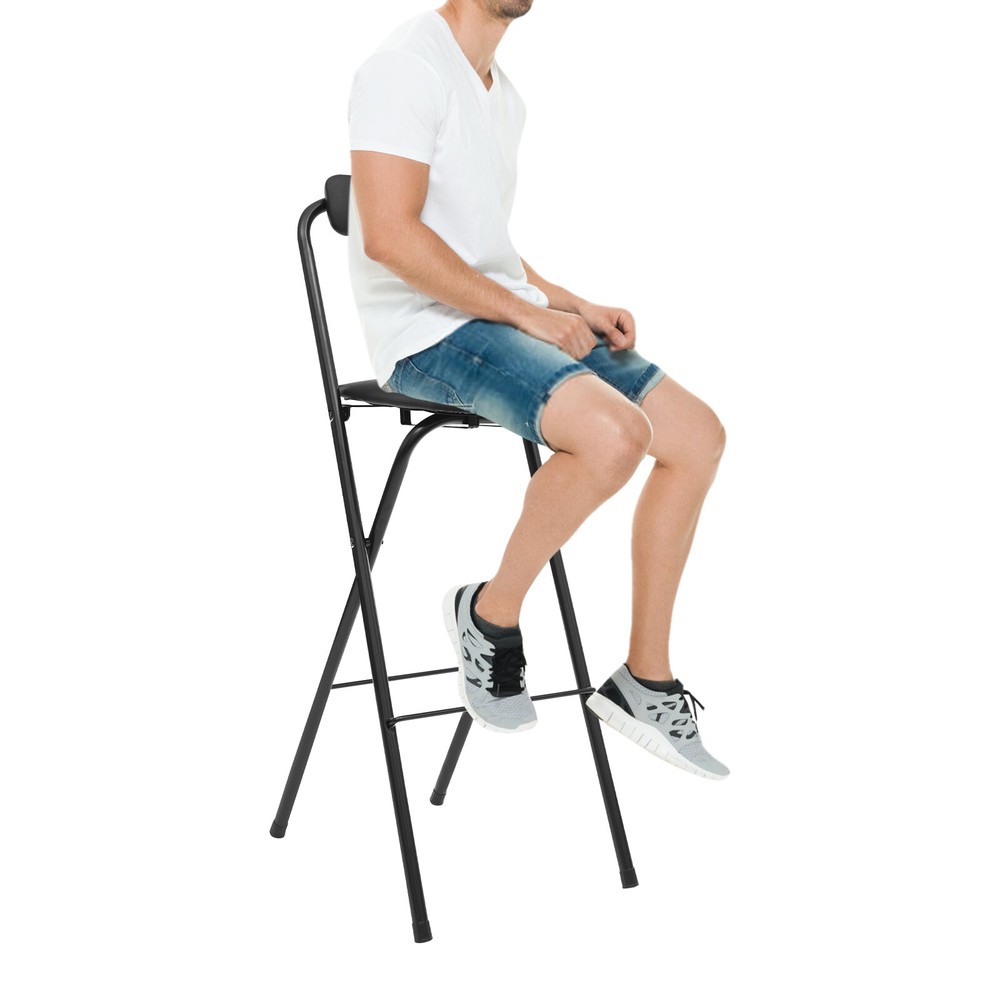 70cm Folding Bar Stool with Backrest, Tall Foldable Stool Chair Portable 1 Pc