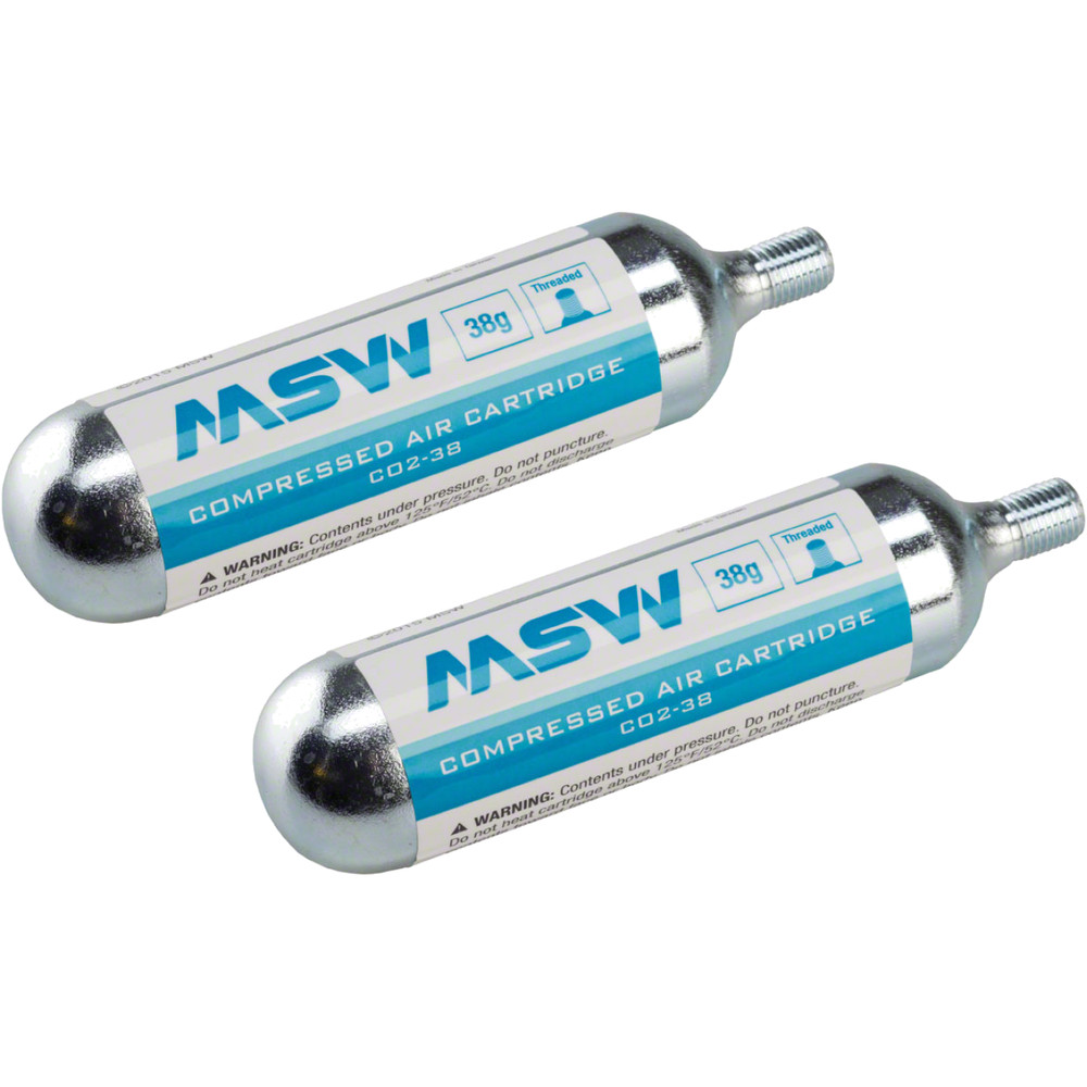 MSW 38g Threaded CO2 Cartridges Bundle Universal Bicycle Inflator Compatible,