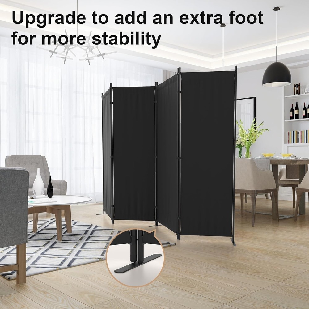 Room Divider, 4 Panel Folding Privacy Screen, 88” Portable Separating with 3 ...