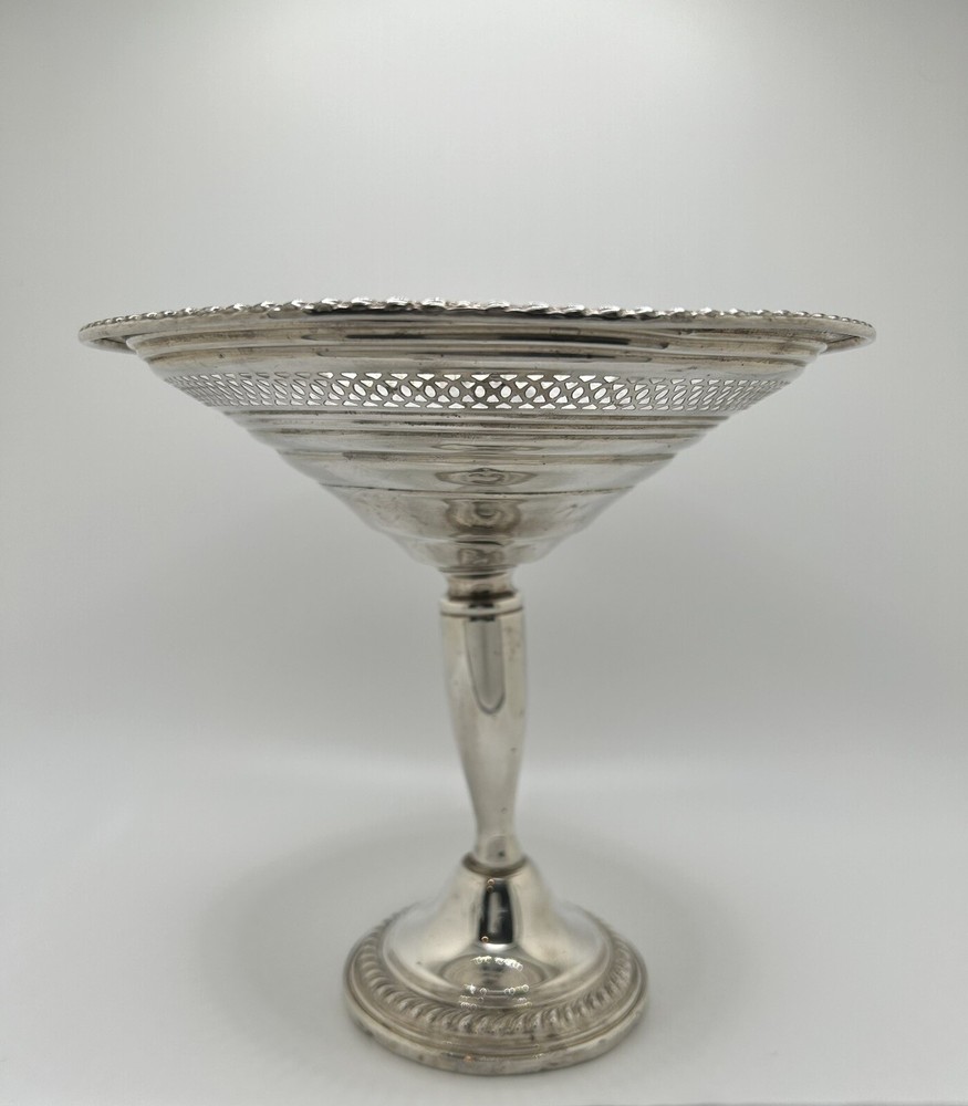 Empire Sterling Silver Weighted, Slotted, Godroon Bordered Compote