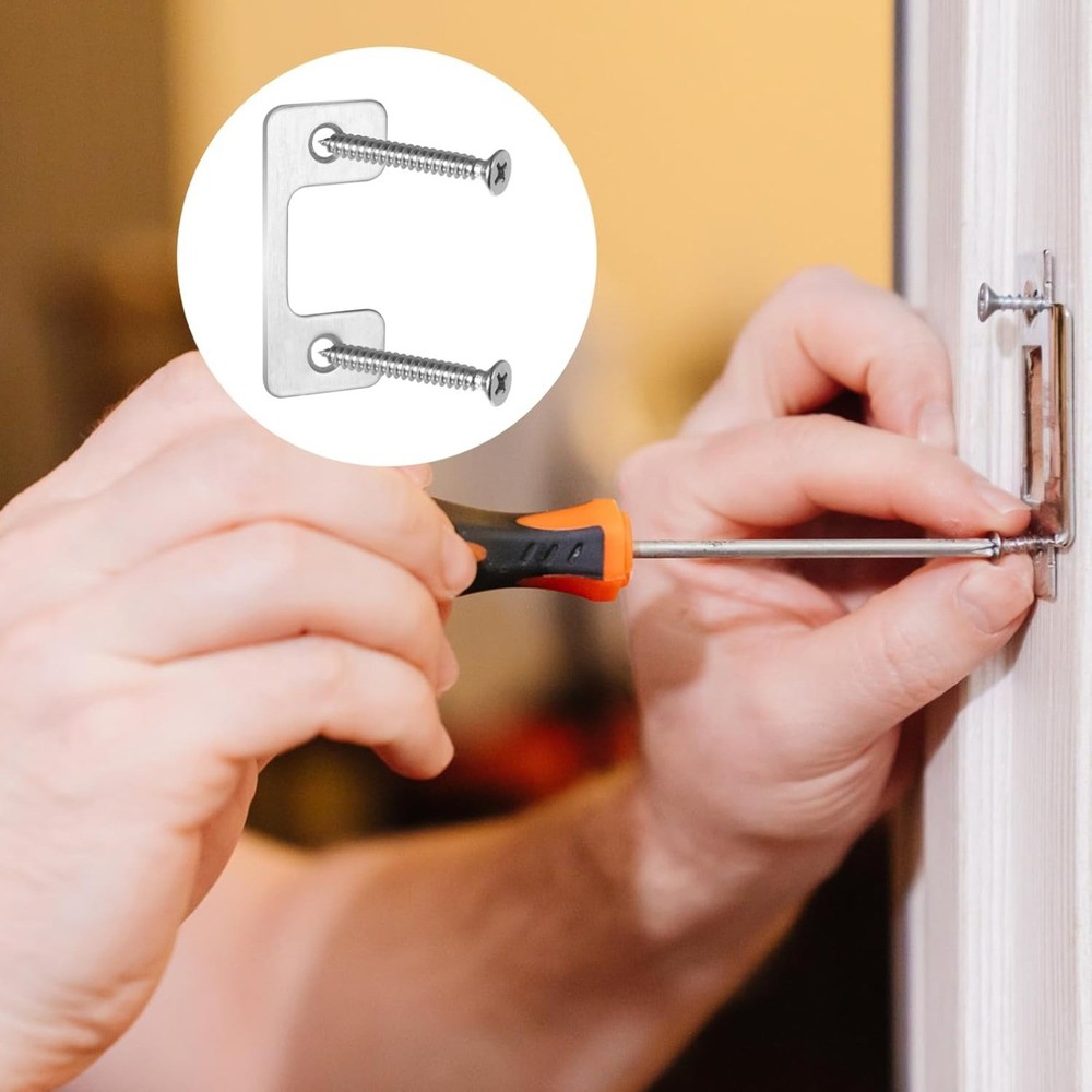 4 Pcs Adjustable Strike Plate for Exterior Doors, Security Strike Plate